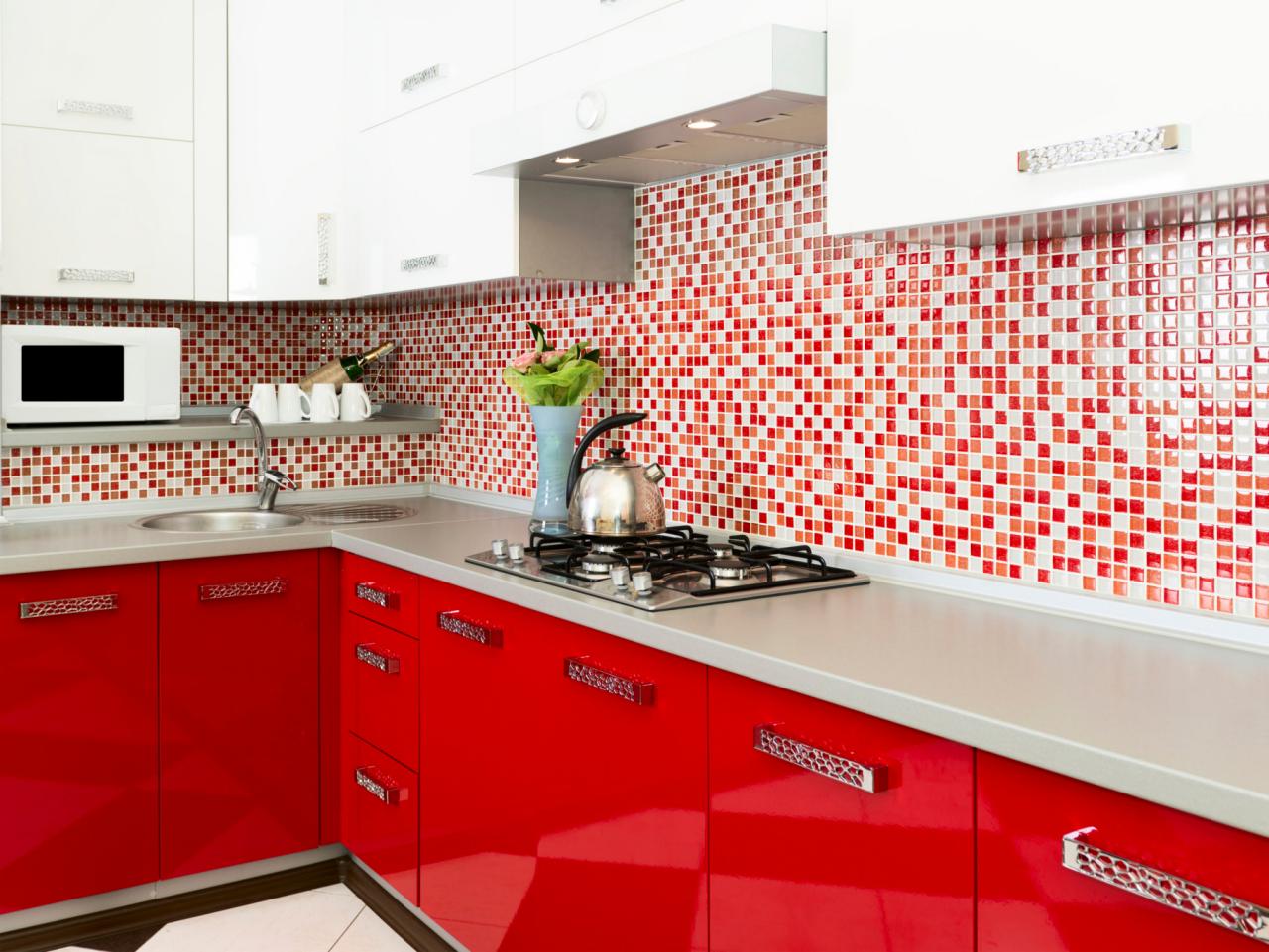 Modern red kitchen