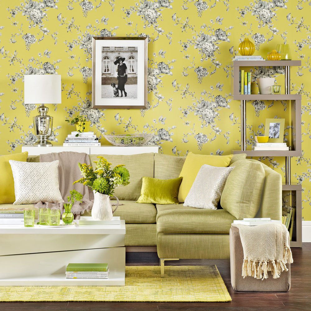 Stylish yellow living room