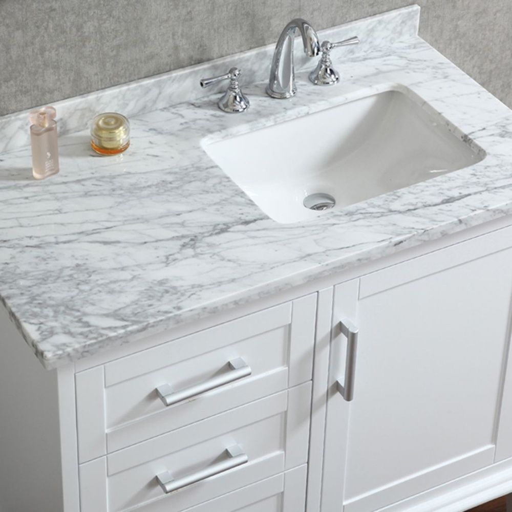 ace 42 inch single washbasin white bathroom vanity unit with mirror ABURVFK