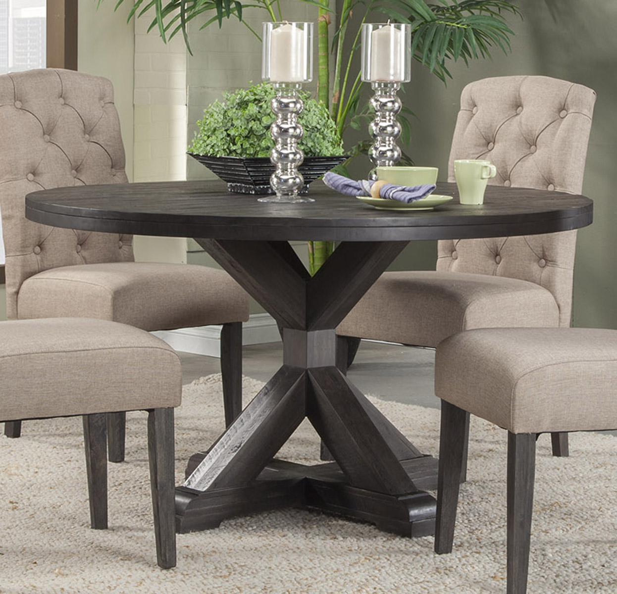 Alpine Furniture Newberry round dining table in old gray 1468-25 by EDIYURY