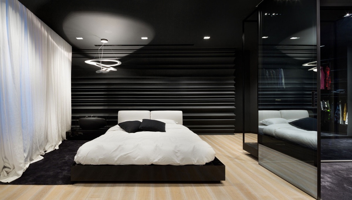 great black and white bedroom LIQMLKC