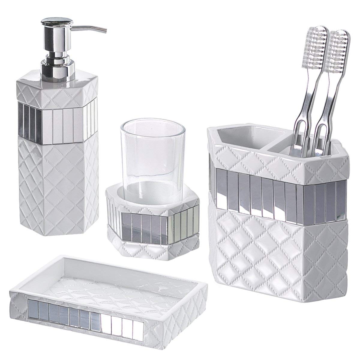 amazon.com: Creative fragrances Step mirror bathroom accessories set, 4 pieces, incl. BCWKVMI soap