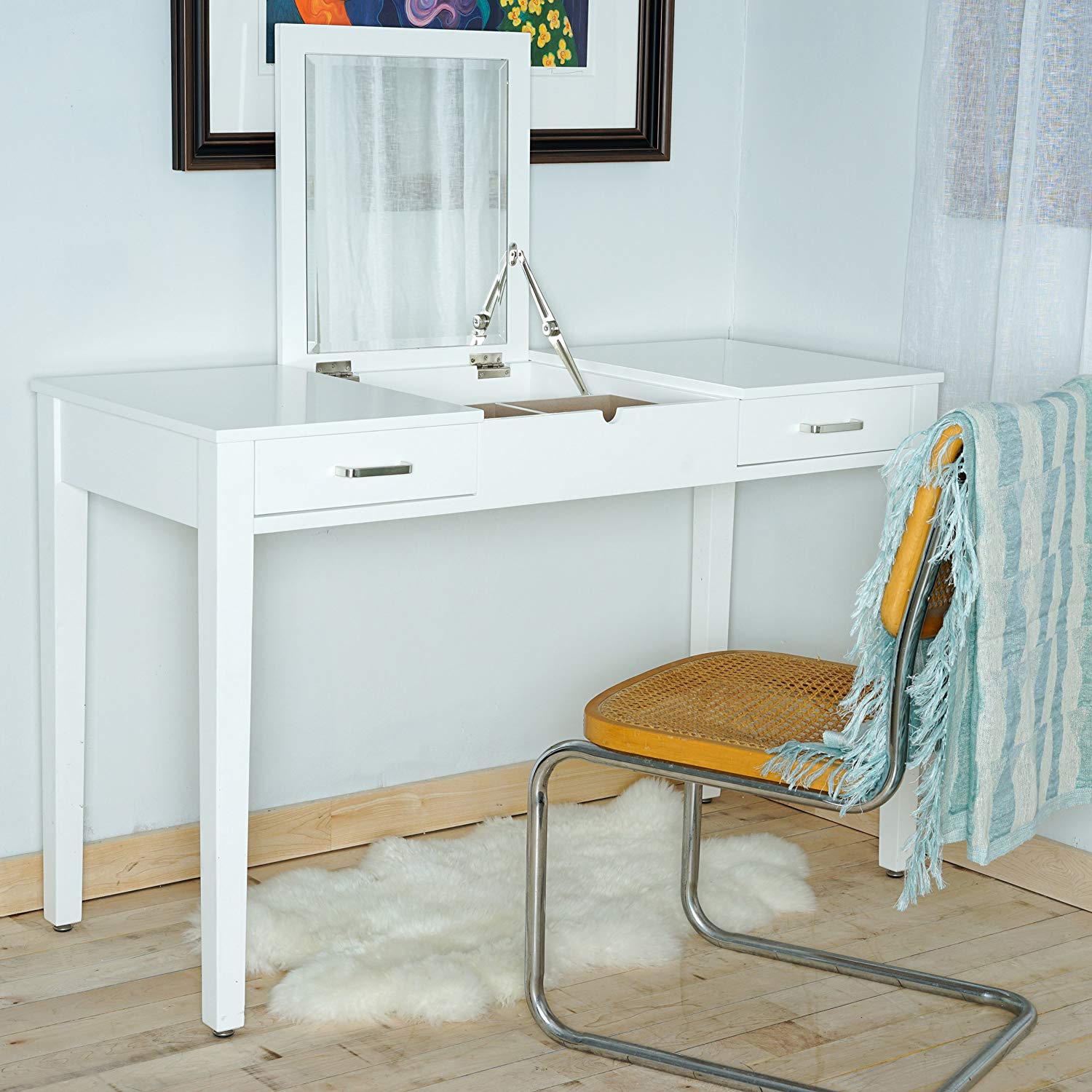 amazon.com: Hives and Honey 6006-099 Ainsley dressing table, gleaming white: Kitchen PBCHZOE