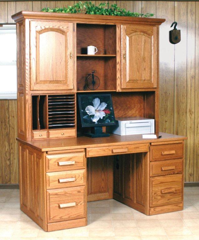 Amish flat-top computer desk with stall OFJJGBP