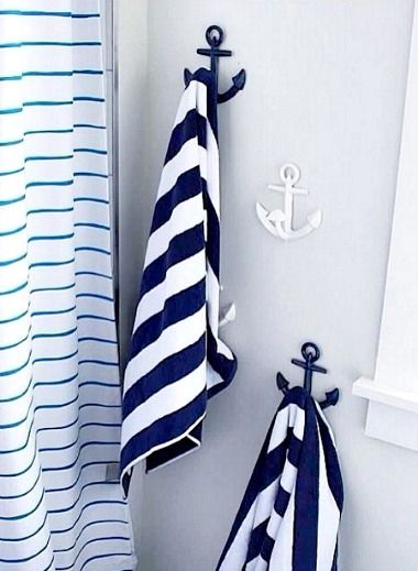 Anchor hook -Shop the Look |  Anchor bath decor, nautical.