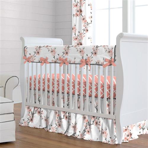 Monochrome baby bed linen, navy blue Children's bed linen · light coral red cherry blossom bed linen RXWCOUV
