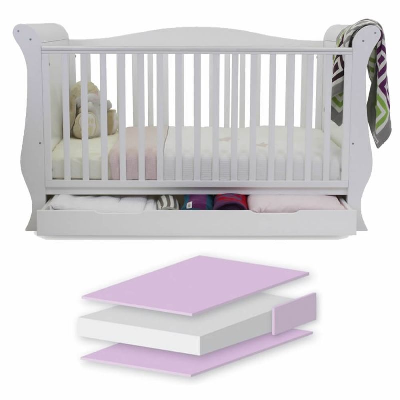 babystyle hollie sleigh bed with under-bed drawer-fresh white + free WWBACQY