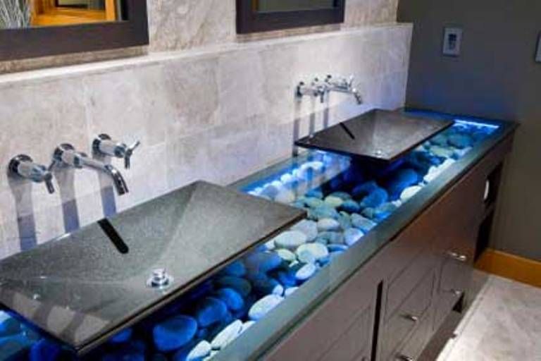 Bathroom Countertop Ideas Ceramic Tile |  Sink design, tropical.