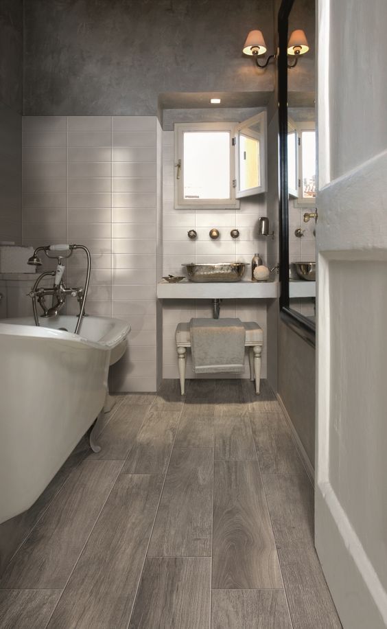 Bathroom floor tile imitation wood HAHTFFU