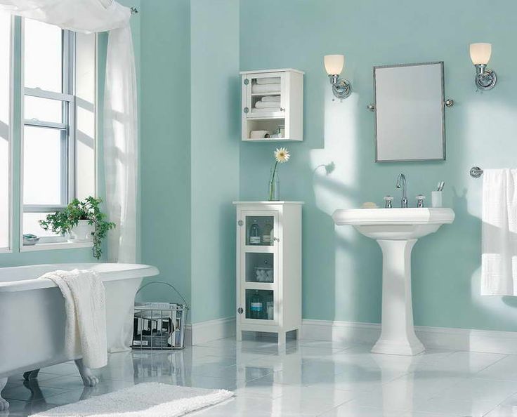Bathroom colors paint bathroom color ideas with white curtains and light blue walls and WPTYXYQ