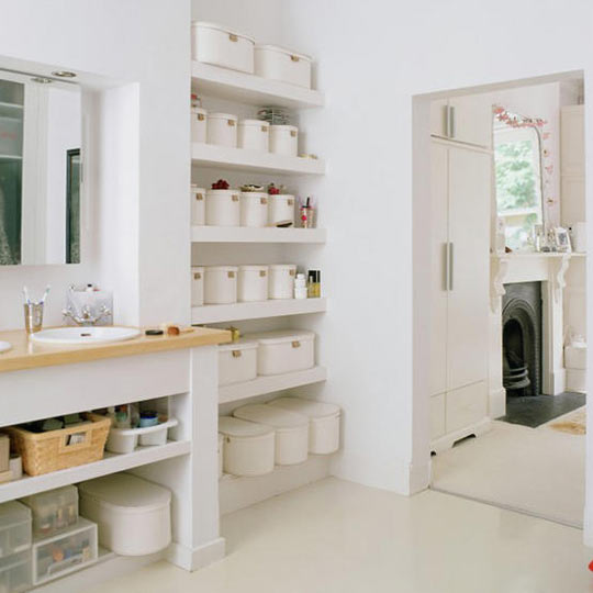 Bathroom Shelves One of our favorite tricks for organizing a space is just to throw away SSNCSOJ