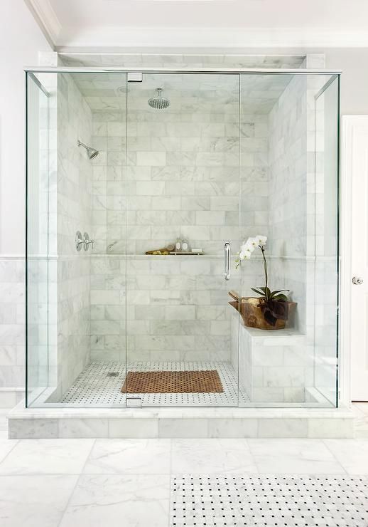 Bathroom showers white marble shower tiles ROBVOXU