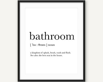 Bathroom signs, bathroom wall art, definition wall decor, bathroom art, bathroom BPOYGIJ