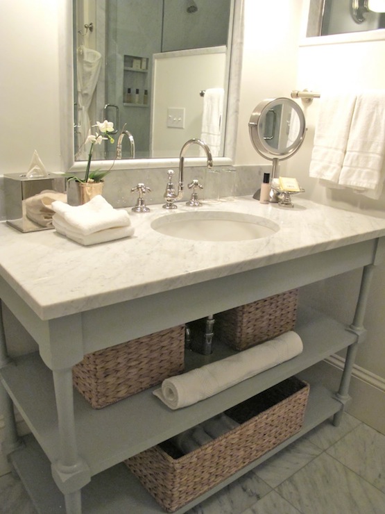 Bathroom washbasin cabinets with gray marble top for bathroom BUUGRTP
