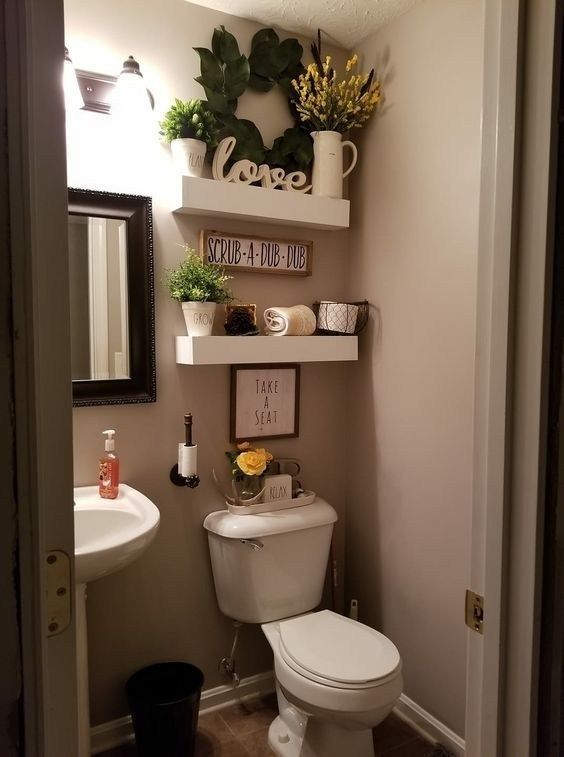 25+ Elegant Bathroom Wall Decor Ideas |  Small bathroom decor.