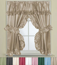 Bathroom Window Curtains Bathroom Window Curtain Set with Binding Backs & Ruffle Flounces Lauren 70 SNDHFDH