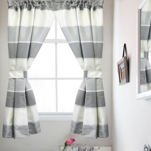 Bathroom Window Curtains Highland Bathroom Window Striped Pole Pocket Curtain Panels (Set of 2) PYFAMBT