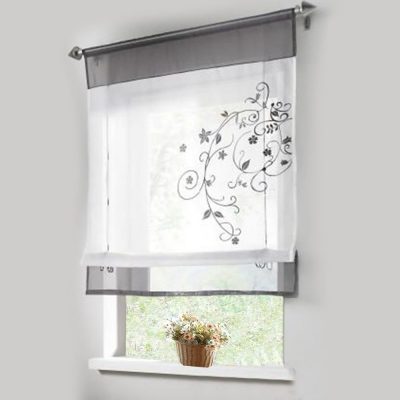bathroom window curtains lariy 1pcs sheer roman curtains liftable embroidered window curtain organza panel ONFWWRC