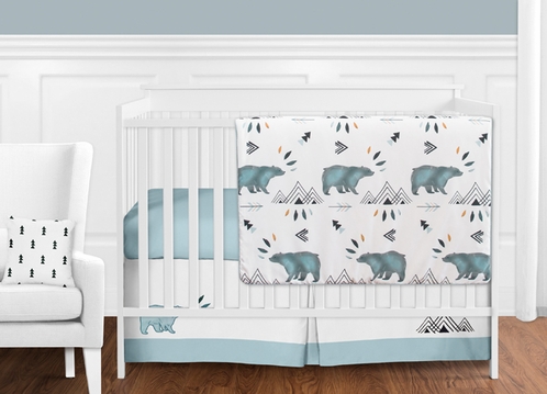 Bear Mountain Watercolor Baby Bed Bedding Set without bumper by sweet AEBGSXP