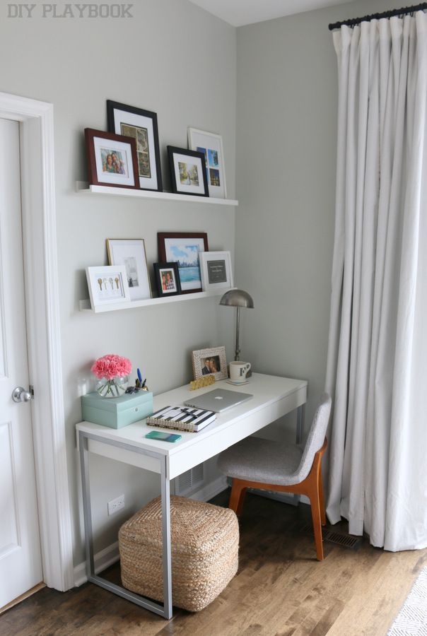 Bedroom desk mix + match picture frames from @homegoods to fill those ledges!  # sponsored FYTWENT