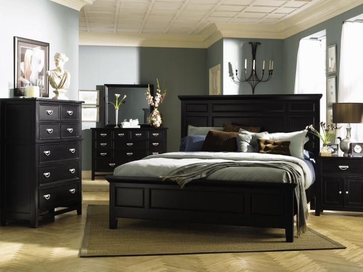 Bedroom design with black furniture |  Black bedroom design, black.