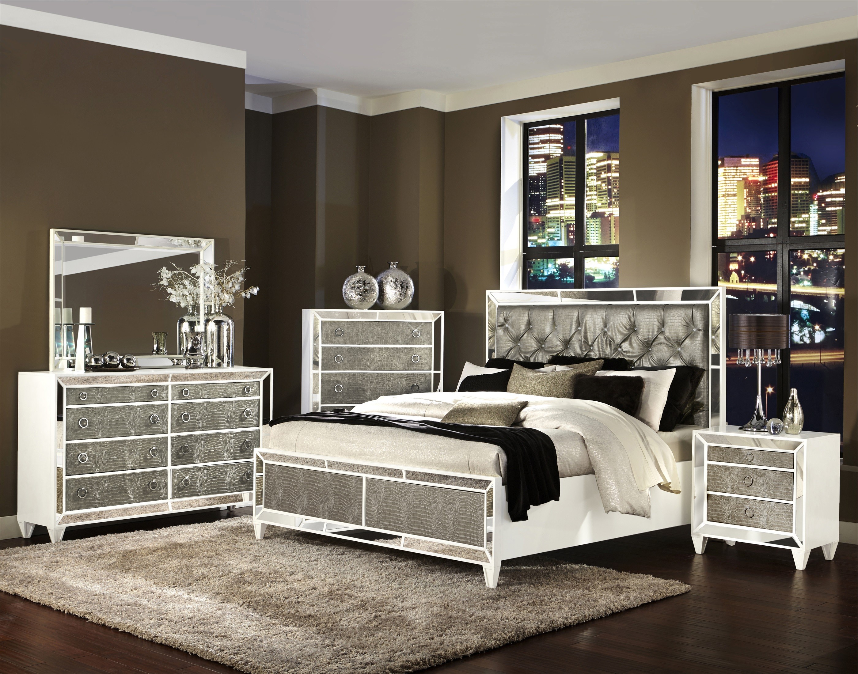 Bedroom Furniture Sets Silver and Mirrored Furniture Mirror and Wooden Dresser Mirrored Bedroom ISKDLLB
