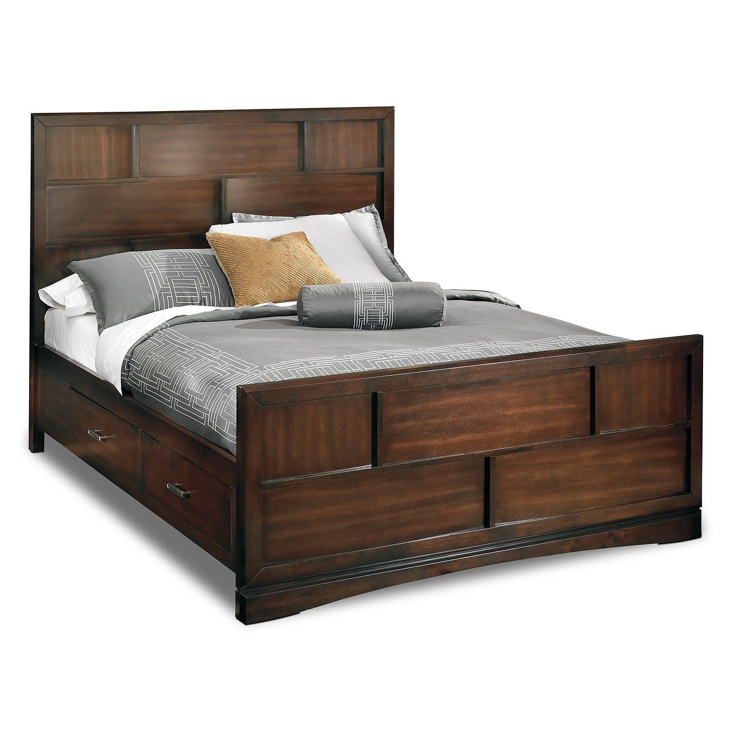 Bedroom Furniture - Toronto King Bed with Storage - Pecan KFLHQDL