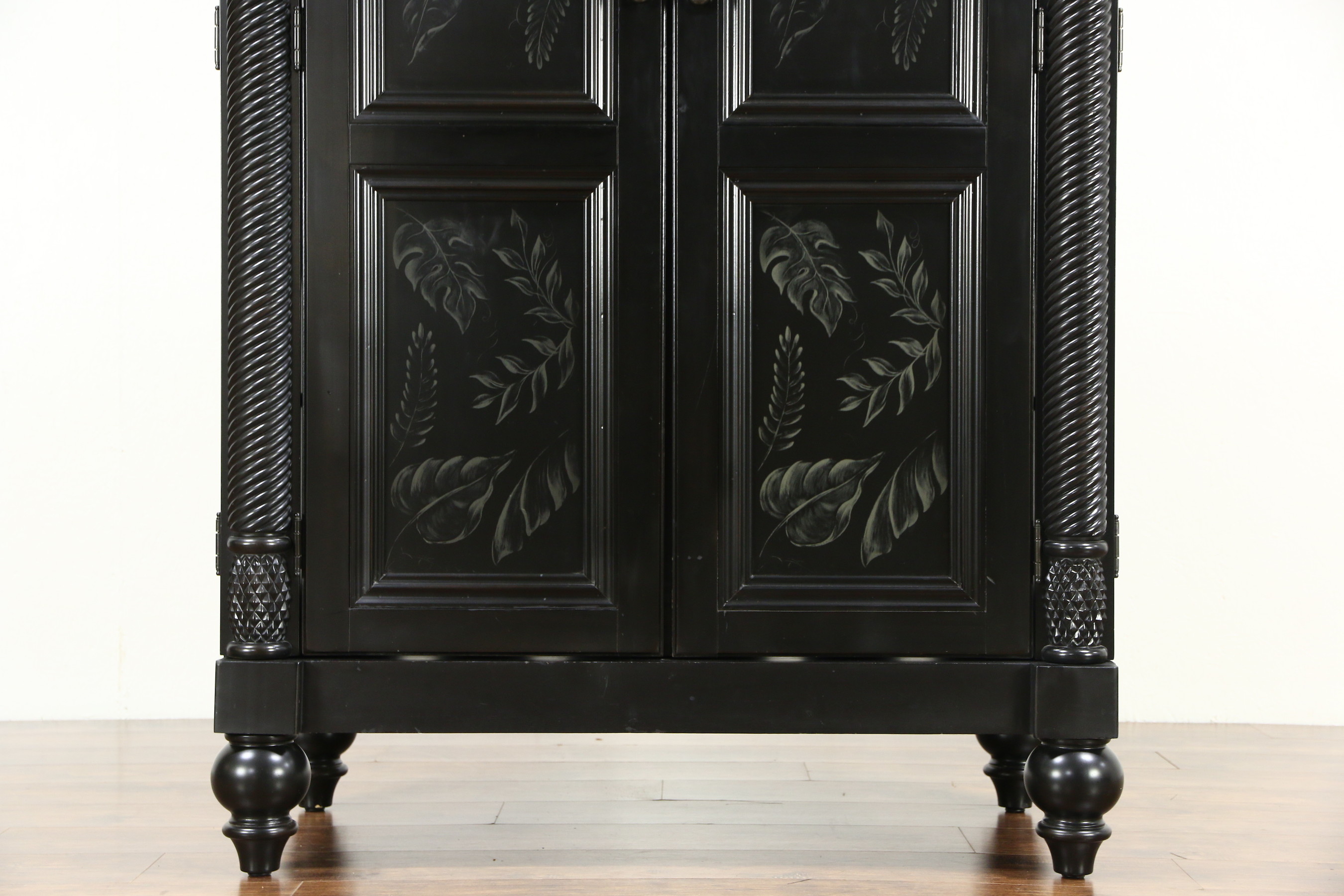 black cabinet hooker cabinet, cabinet or entertainment center, satin black hand painted QEBHOLL
