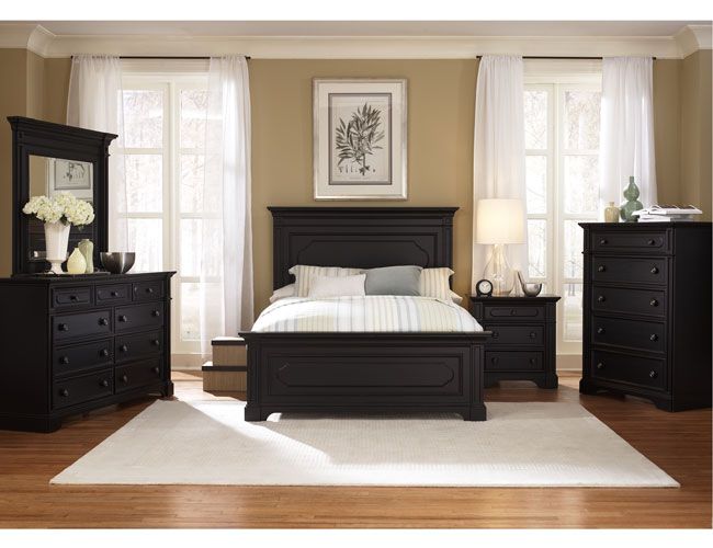 black bedroom set the furniture :: black rubbed bedroom set with panel bed, GOYPBEM
