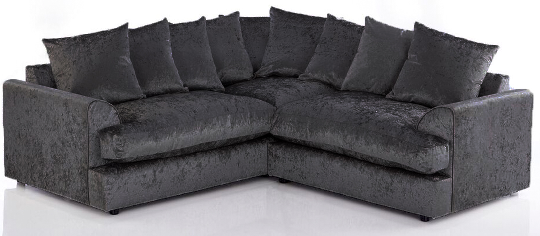 black corner sofa Boston Crushed Velvet corner sofa black - high-quality cheap sofas at KBNRPND