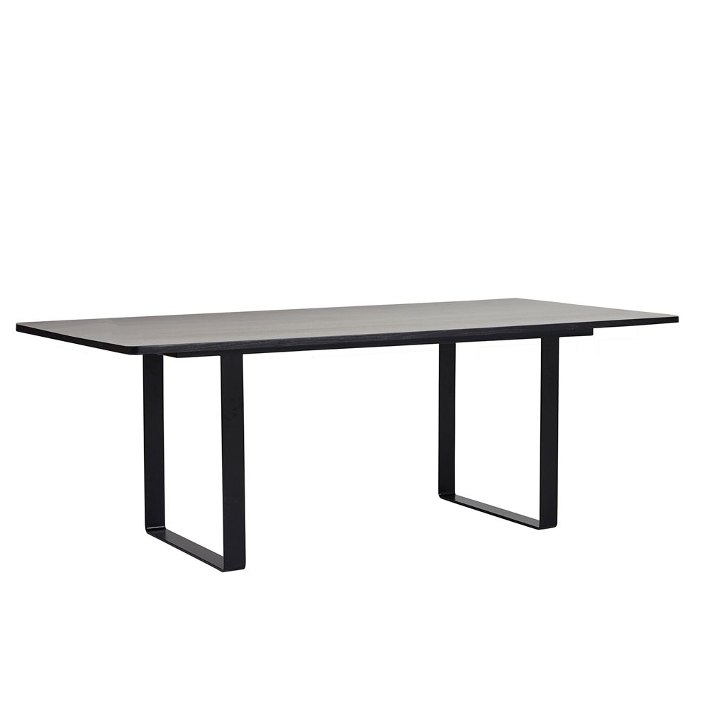 black dining table industrial designer dining table made of black oak - black U-leg steel frame SZNSSAR