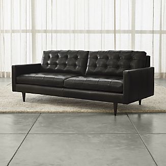 black leather sofa Petrie leather mid-century sofa DIWSLWB