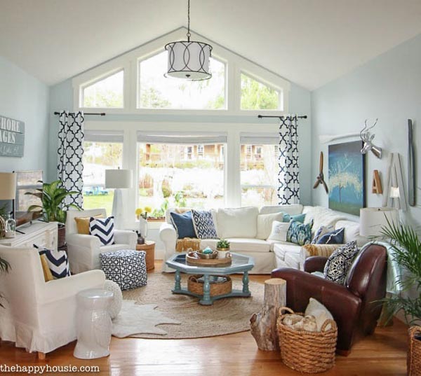 Blue Living Room Ideas A white loft ceiling and light blue walls give this QZYNNRH.  ease