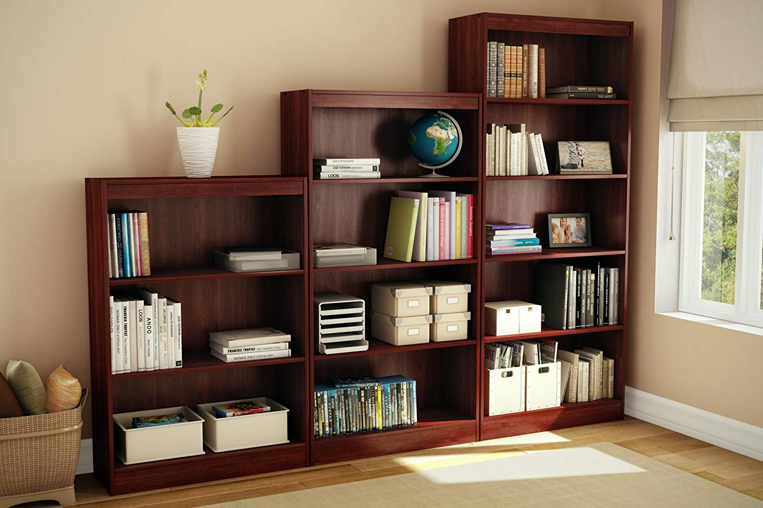 Bookshelf amazon.com: South Shore Axess Collection Bookshelf with 4 shelves, Royal Cherry: Kitchen & MKOGPZA