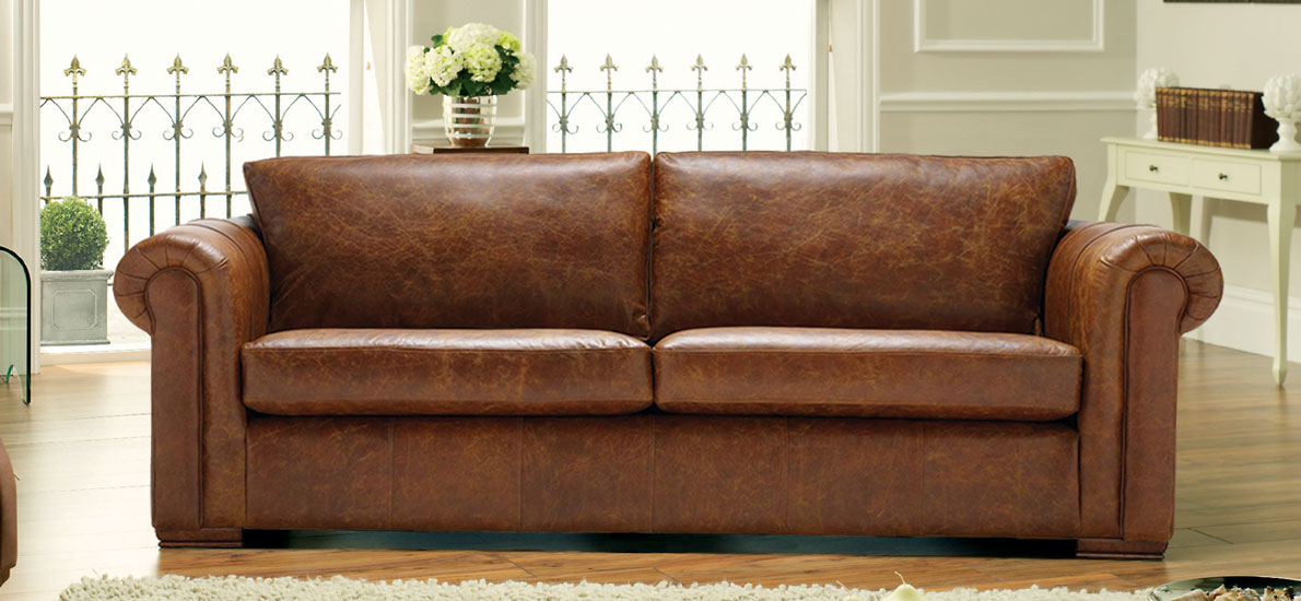brown leather sofa 2-seater JUCQBXJ