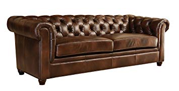 brown leather sofa amazon.com: abbyson® foyer premium italian leather sofa: kitchen & dining room NRJWATI