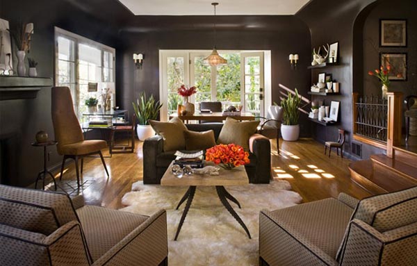 brown living room ideas If you love the look of dark brown walls, check out this RHTMGQW