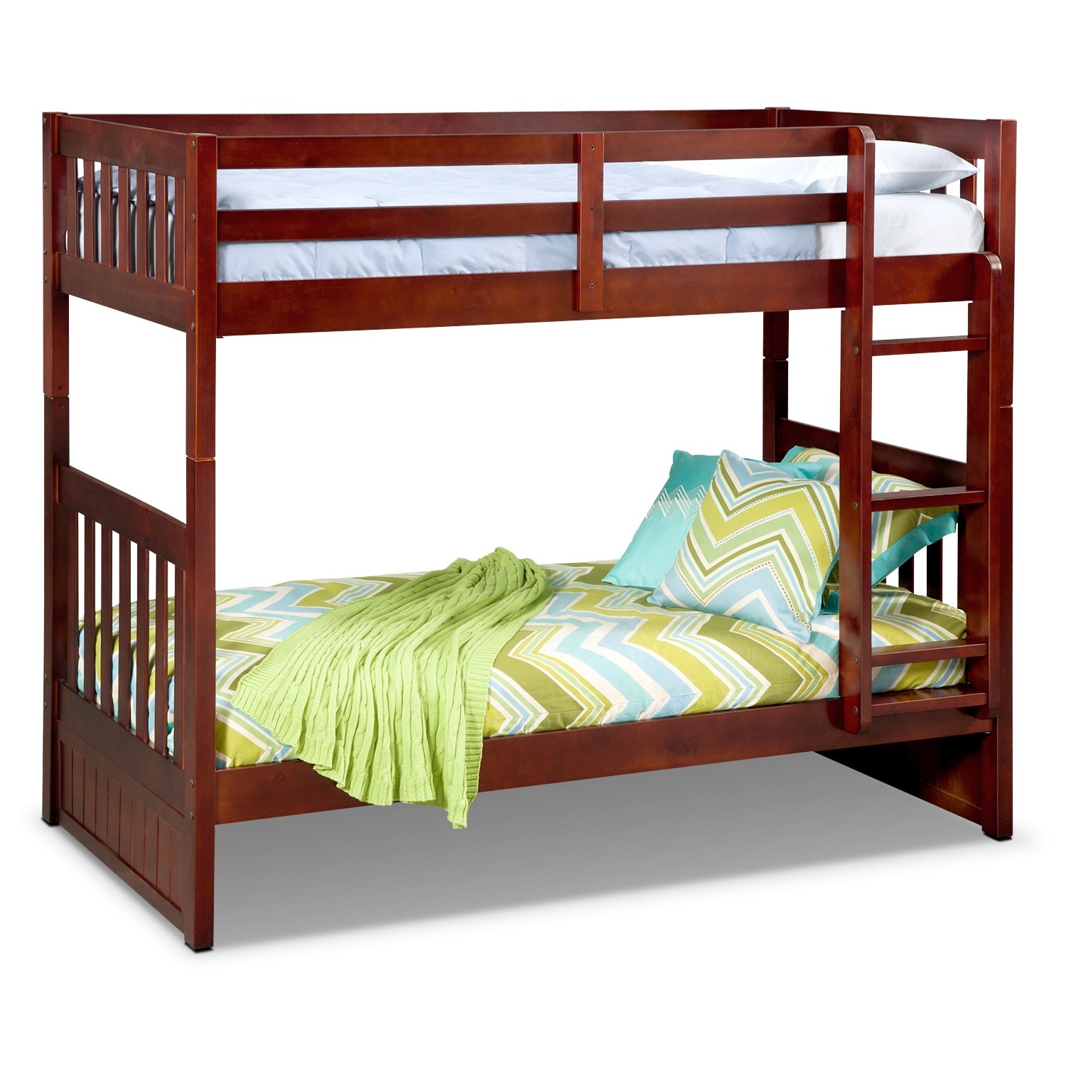 Bunk Beds Children's Furniture - Ranger Twin over Twin Bunk Bed - Merlot NAETDHW