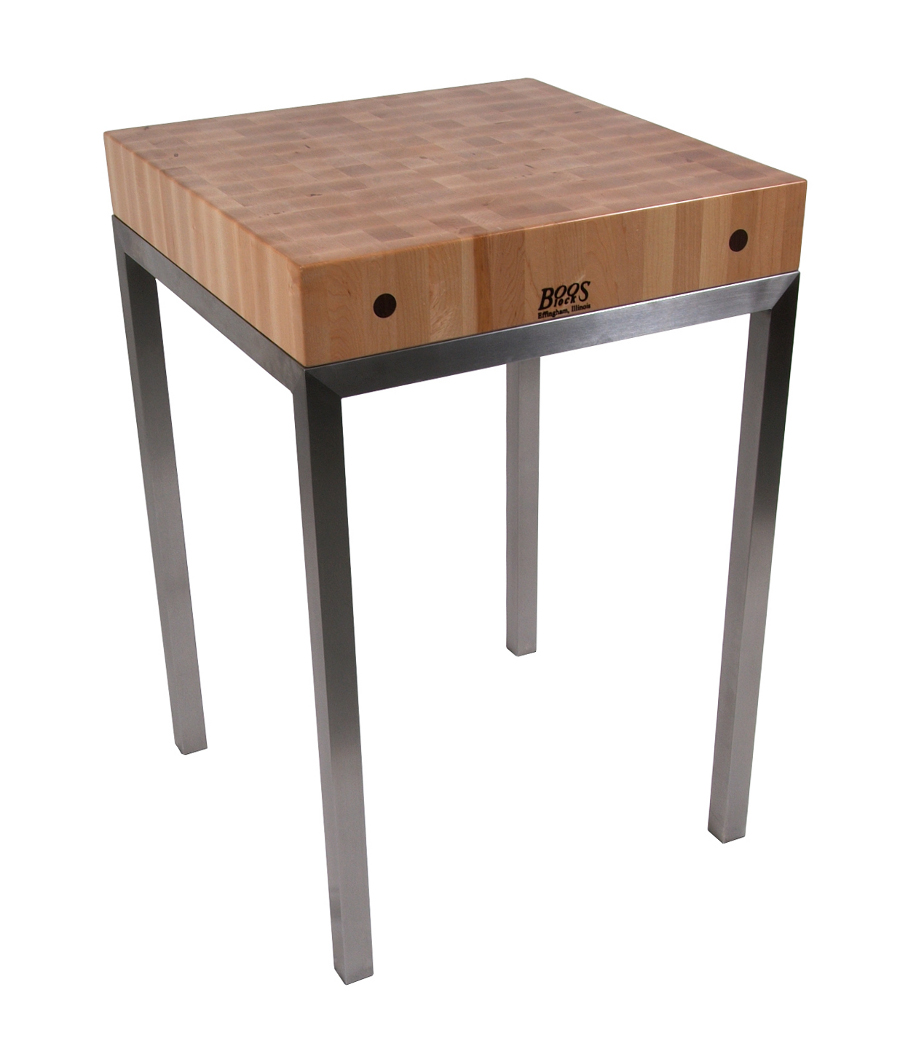 Butcher block table boos metro station - 24x24x4 butcher block on stainless steel frame TMGMBHS