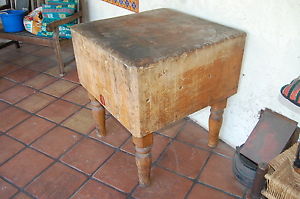 Butcher's block-table picture is loading extremely-heavy-antique-wood-welded-solid-wood-butcher-RMGCYNP