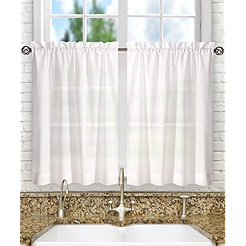 Café curtain Ellis curtain Stacey 56 x 30 inches Custom-made step curtains, white, 56x30 QTUGOPC