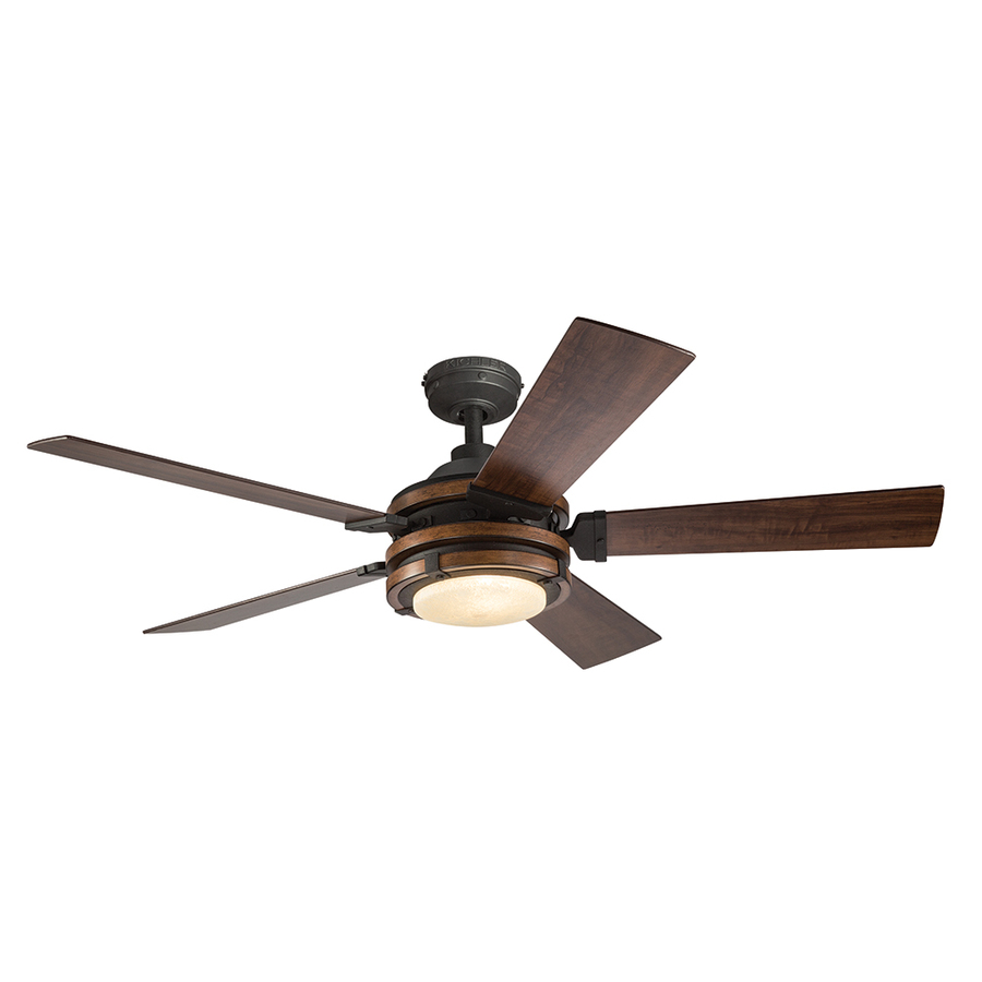 Ceiling fans with lighting Kichler Barrington 52-inch ceiling in used look in black and wood for indoor use YGLNVTF