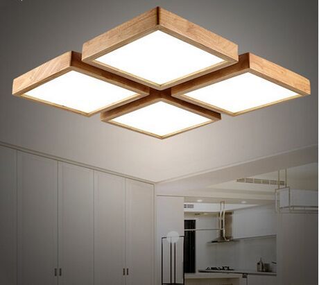 Ceiling lighting ceiling lights modern short wooden LED ceiling light square minimalism ceiling mounted HJYWEOQ