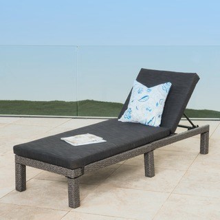 Chaise longue Outdoor Puerta Outdoor adjustable wicker lounger with cushions by Christopher Knight WGAFSSY