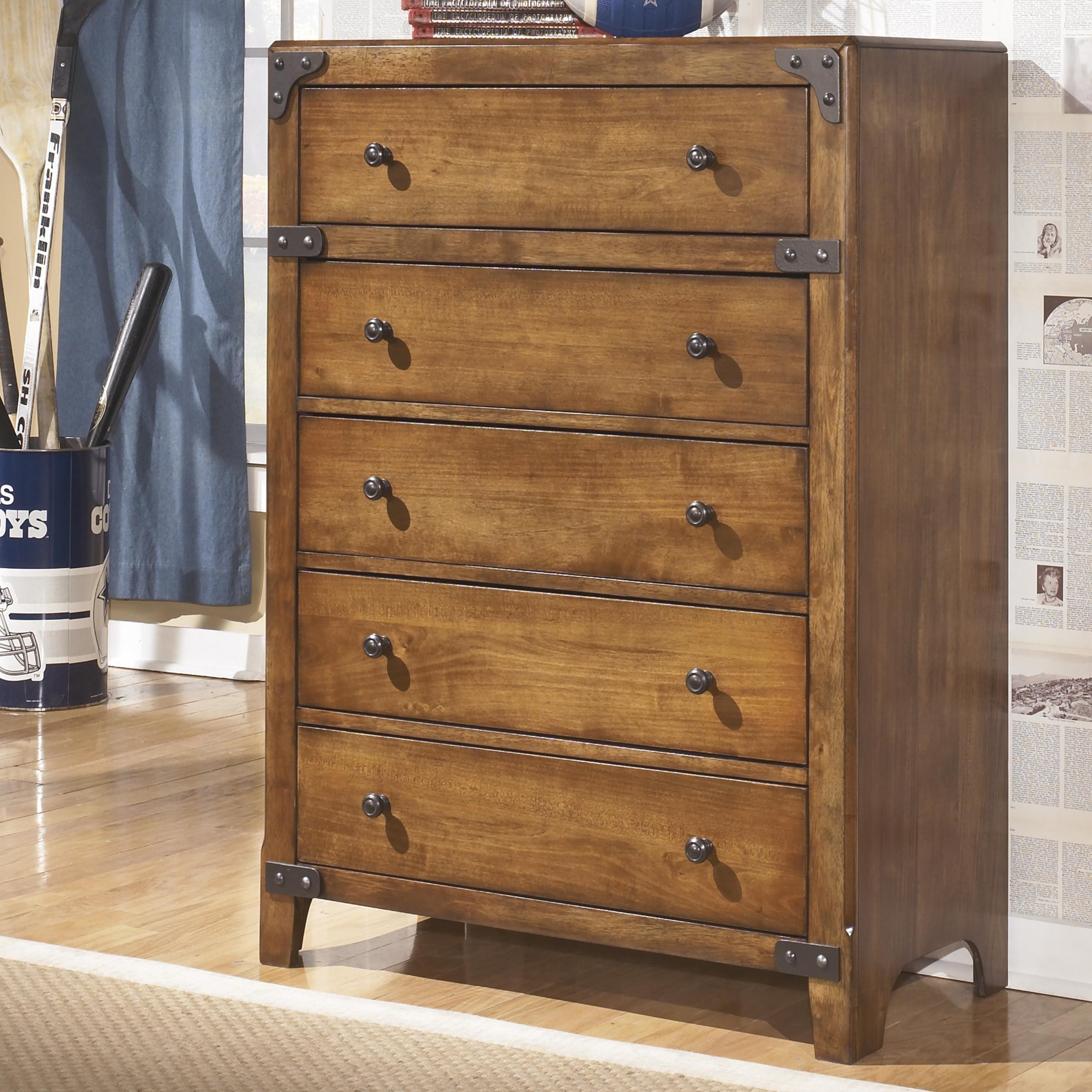 Chest of drawers Signature Design by Ashley Delburne Chest of drawers with 5 drawers in rustic pine LEIXVEH