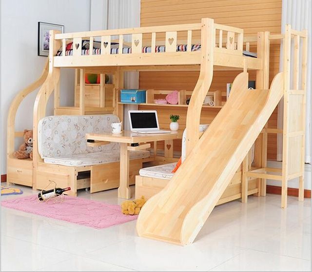 Children's bed children's beds multifunctional environmentally friendly children's bunk bed wooden beds with study AEGOKOJ