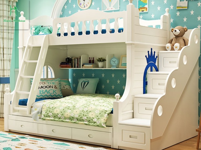 Children's bed Louis Fashion double bunk bed made of solid wood for children ITTDEYI