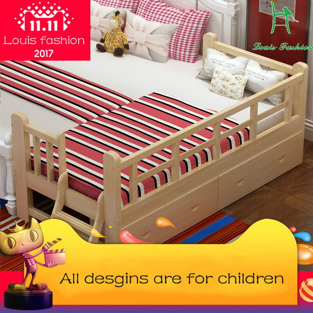 Children's beds Louis Fashion solid wood children's bed, barrier, small, single, OHOXECU
