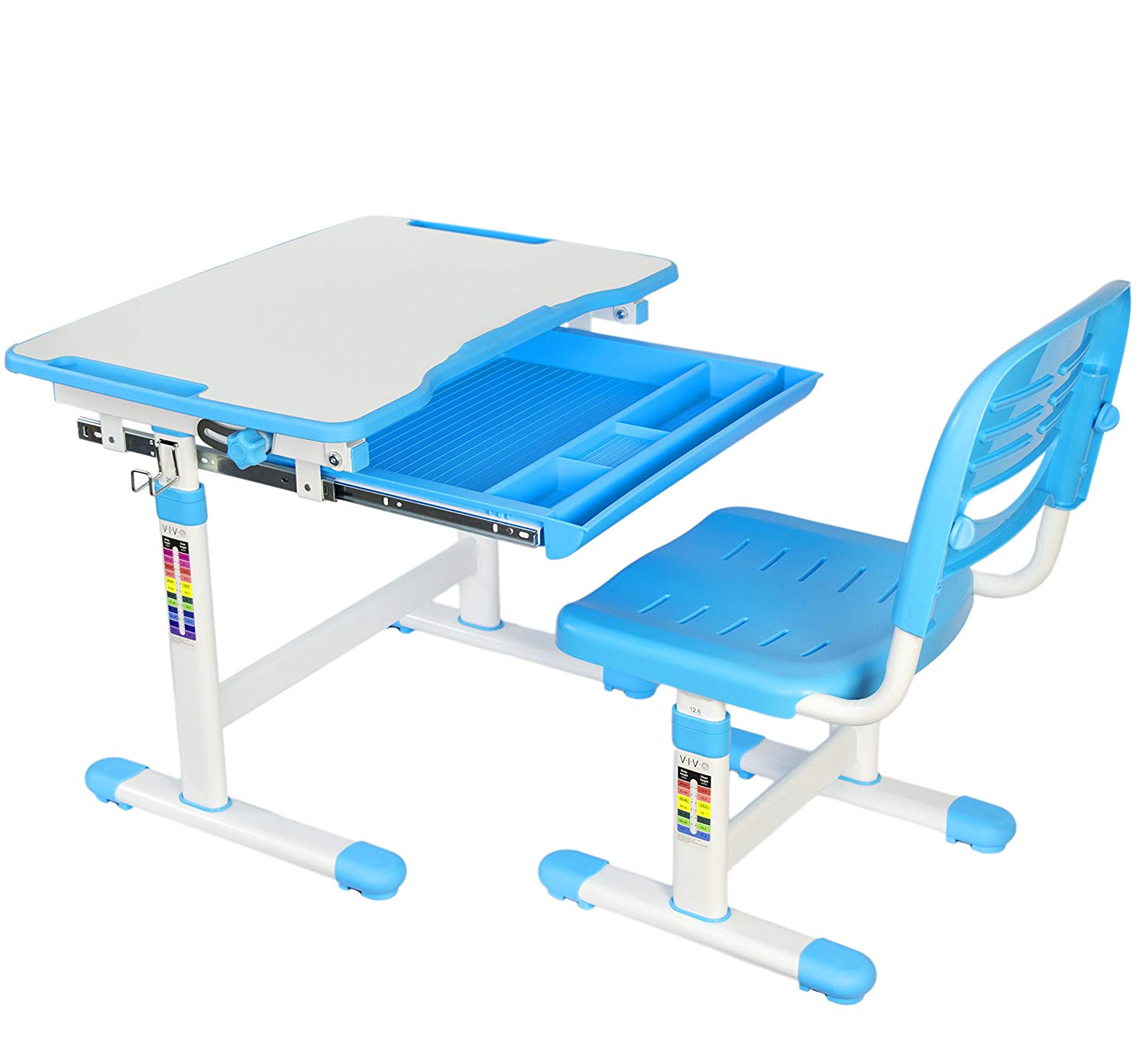 Children's desk amazon.com: vivo height-adjustable childrenu0027s desk and chair set, blue: kitchen PNURPWY