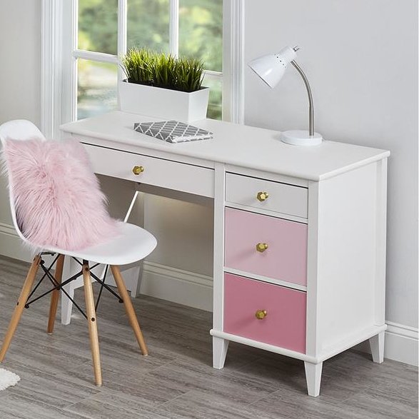 Children's desk children's room: traditional pink and white desk and chair set for girls' rooms FYVVIRP